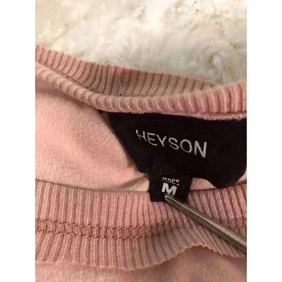 Heyson Medium Pink Oversized Sweat Shirt Raw Seams L/S - Picture 4 of 5